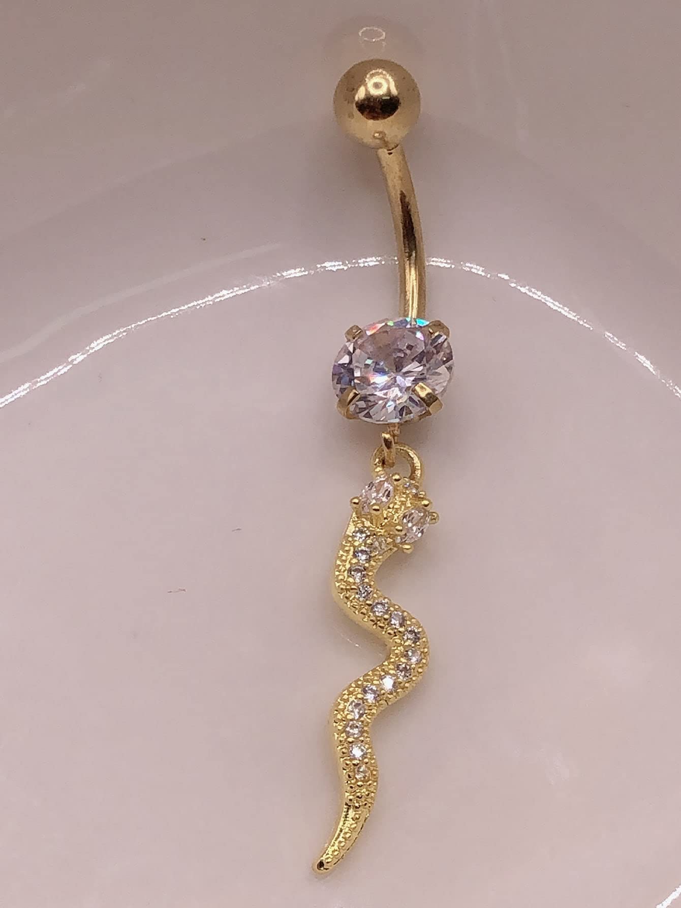 Snake With Stone Belly Ring