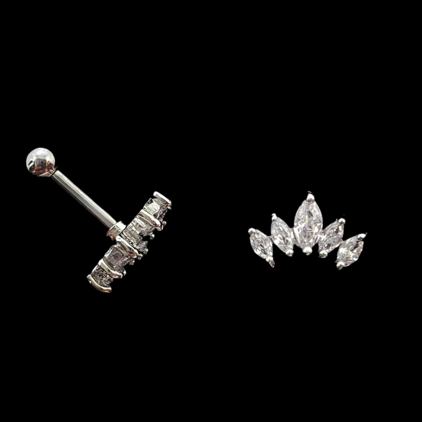 5 Stones Crown Helix / Conch Ear Piercing (Model 2)
