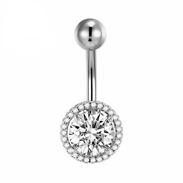 14G Strass Round Titanium Belly Ring