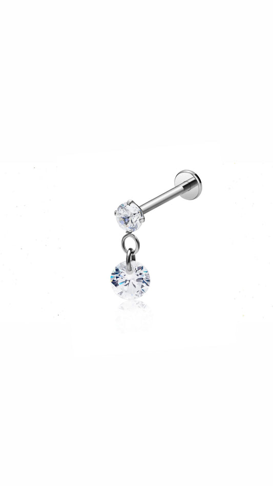 Stainless Steel Hanging Stone Lobe Ear Piercing