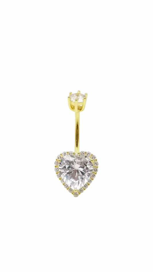 14G Heart Silver 925 Gold Plated Belly Piercing