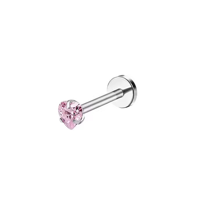 Stainless Steel Heart Shape Flatback Ear Piercing