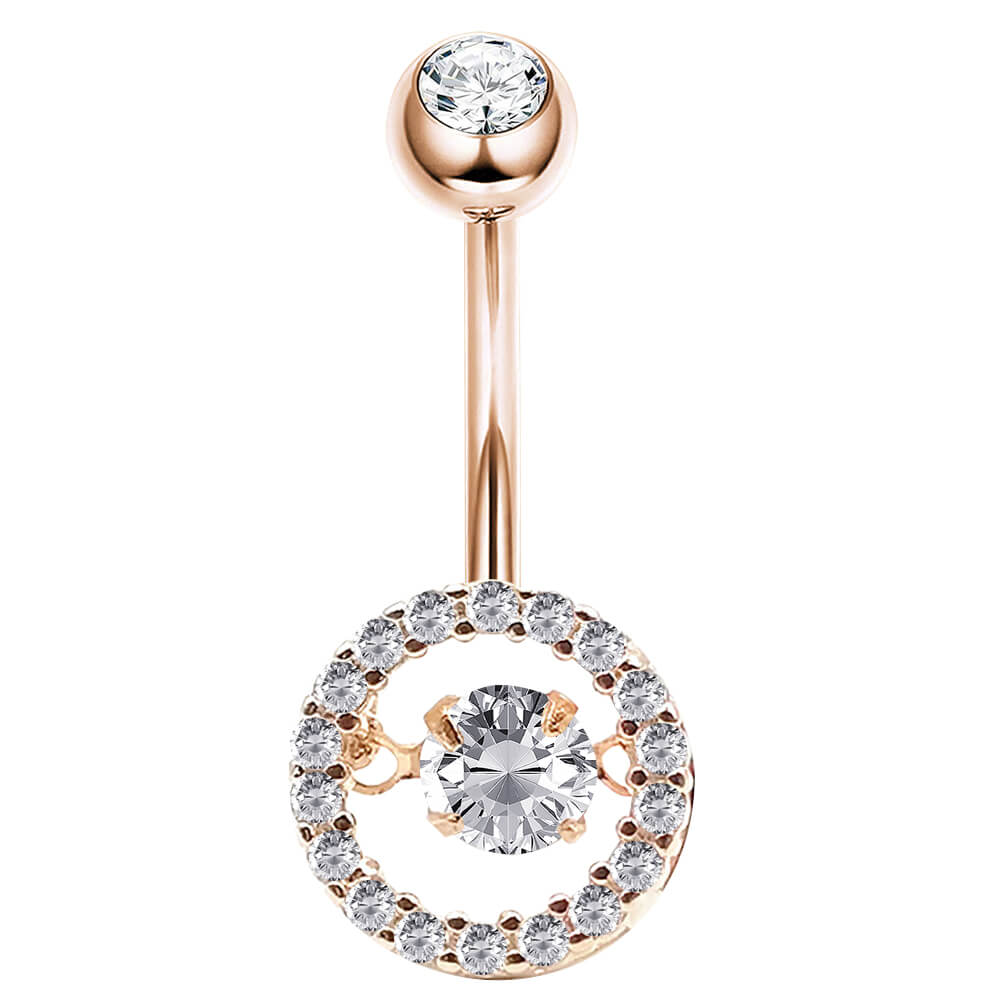 Silver 925 Rosegold Round Belly Ring