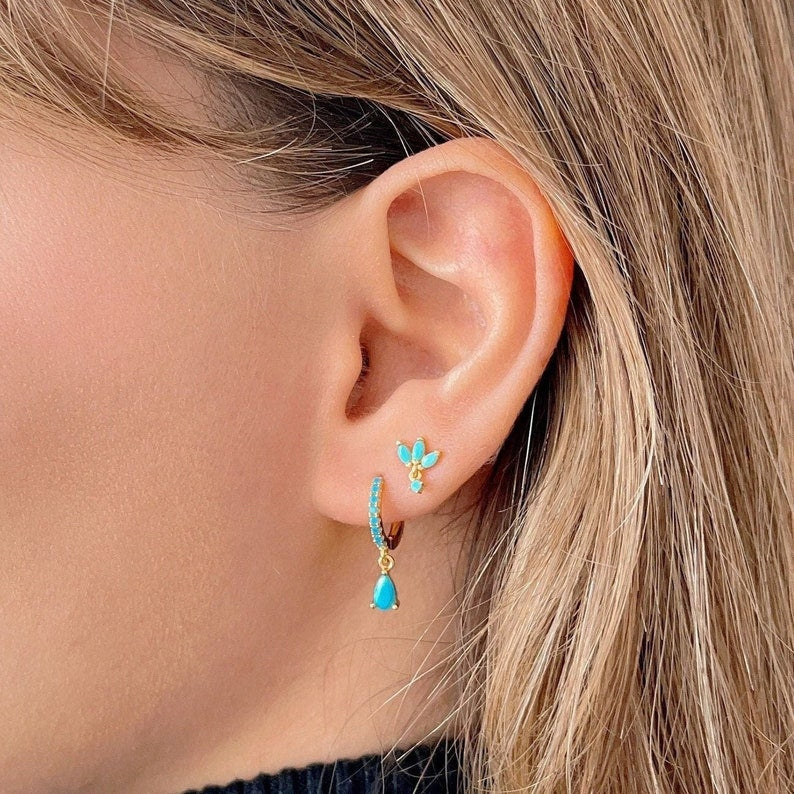 Single Hoop Hanging Drop Lobe Ear Piercing