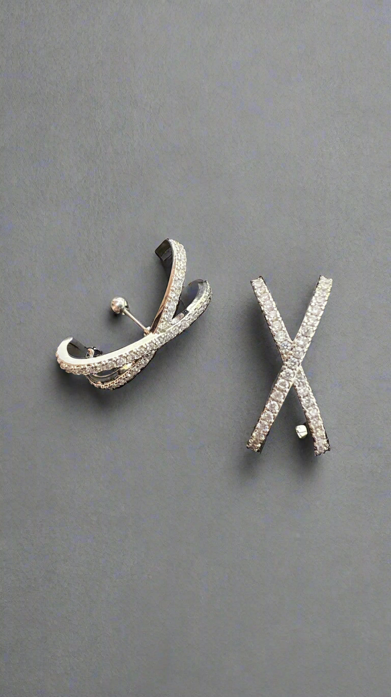 Stainless Steel X Shape Crossed Arcs Upper Lobe Ear Piercing