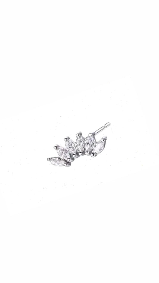Stainless Steel 6 Stones Crown Helix/Conch Ear Piercing