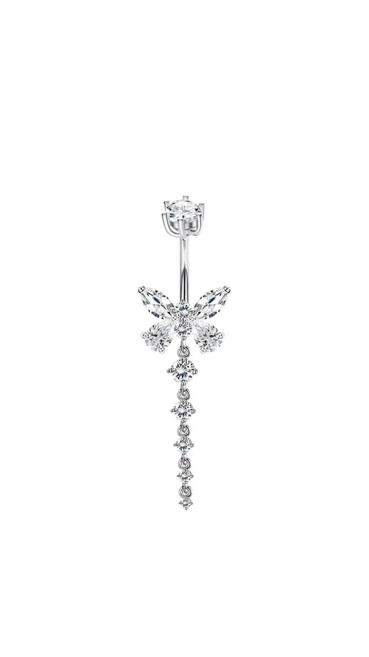 Silver 925 Long Butterfly Belly Ring