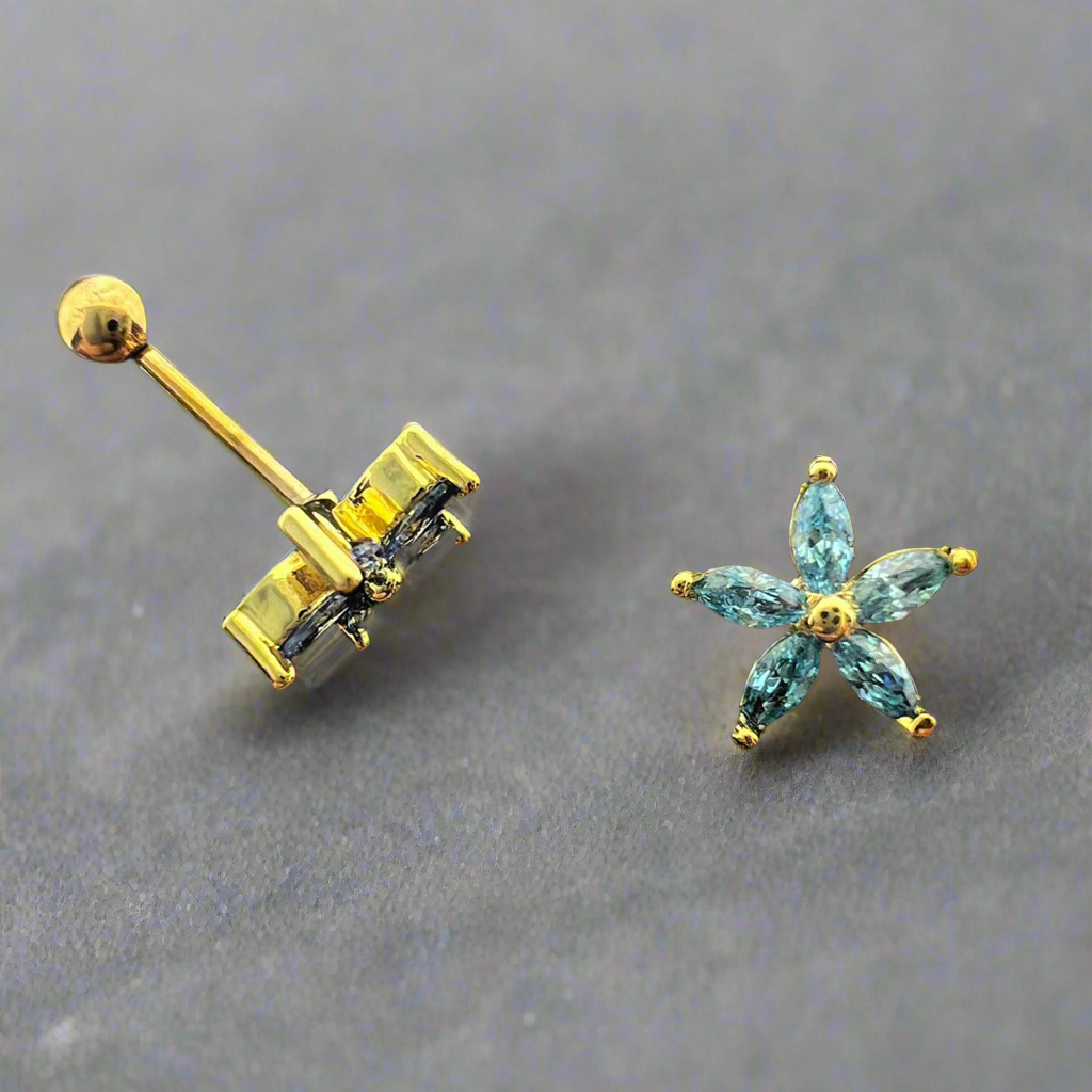 Stainless Steel Gold Flower Ear Piercing