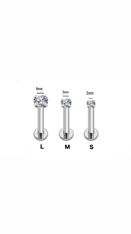 16G Silver Stud Ear Piercing
