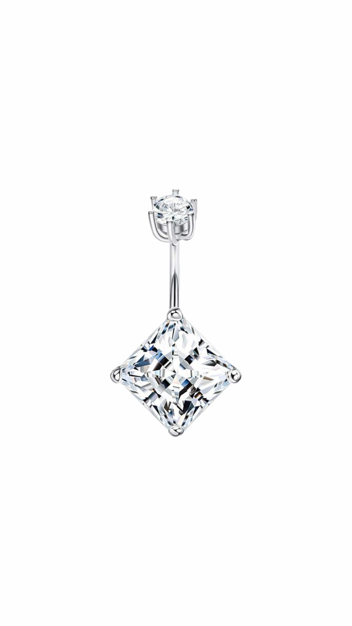 Silver 925 Inverted Square Belly Ring