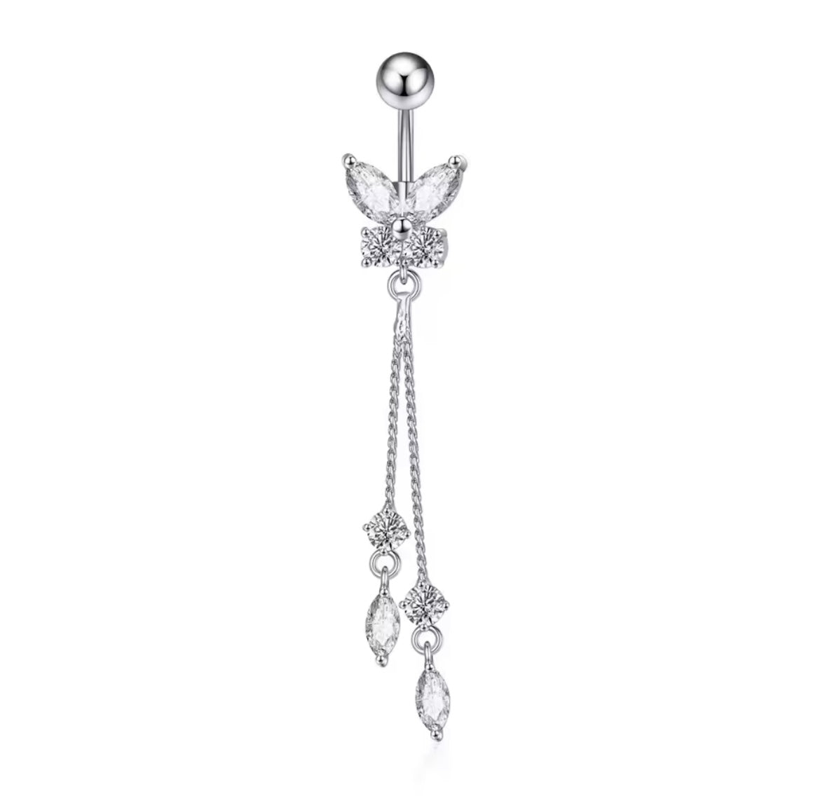 Long Butterfly Navel Belly Ring
