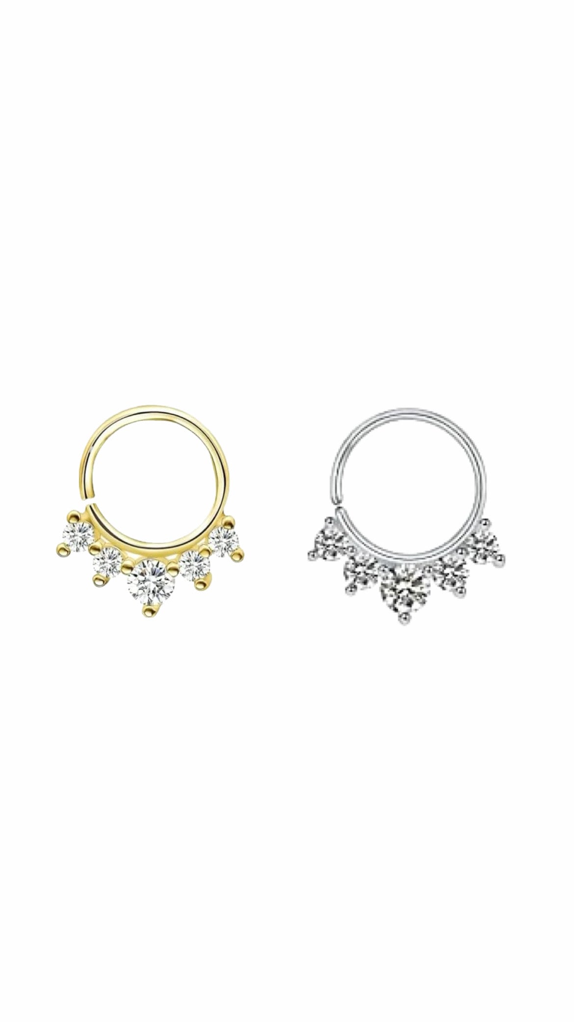 S925 5 Stones Zircon Arc Septum & Daith Ear Piercing (Model 1)