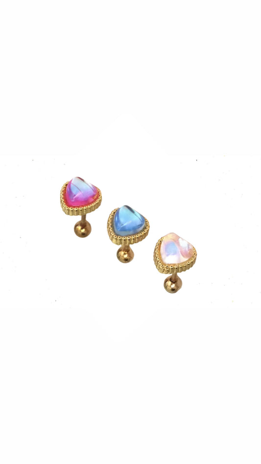 Stainless Steel Gold Heart Ear Piercing