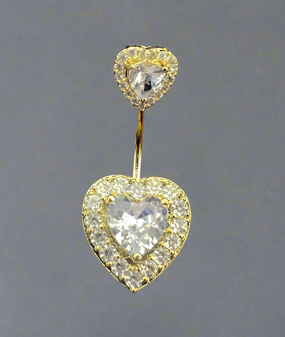 Double Heart Decor Navel Belly Ring