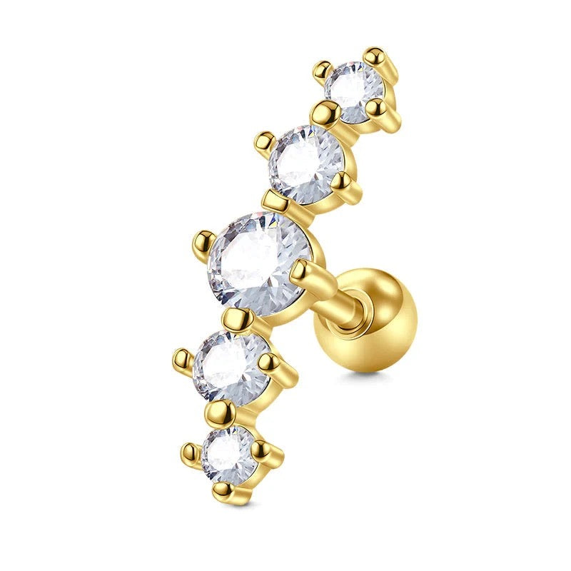 Helix/Conch 5 Stones Stainless Steel Ear Piercing