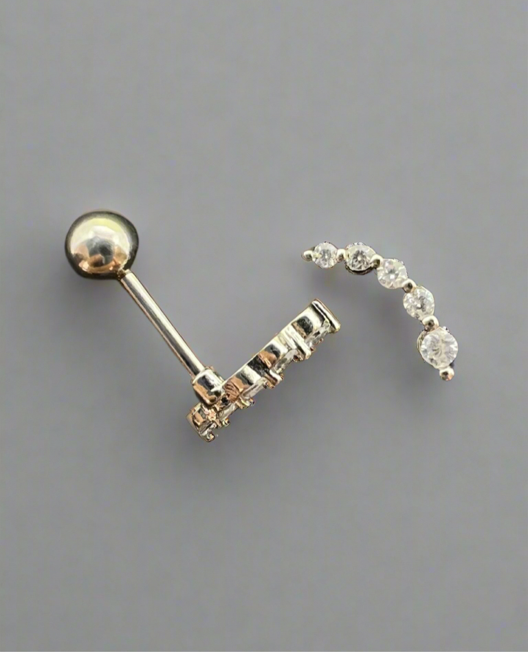 Stainless Steel 5 Stones Helix/Conch Ear Piercing (Model 3)