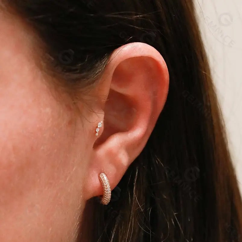Single 3 Stones Ear Piercing