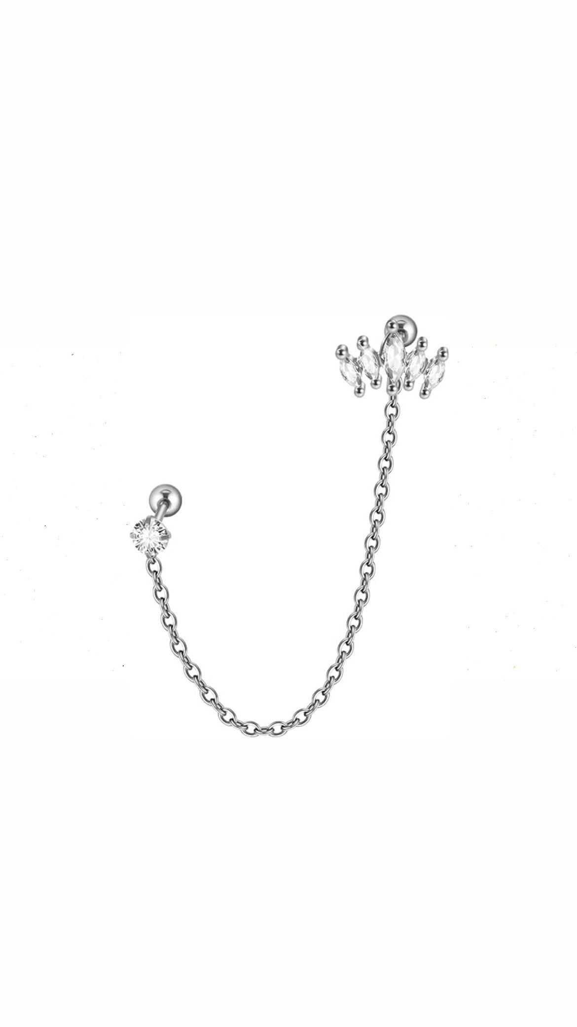 Stainless Steel Chain Stud/Crown Ear Piercing (Model 1)