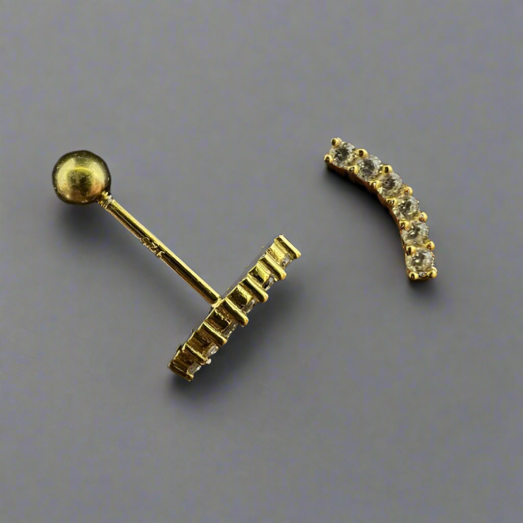 Single 6 Stones Helix Ear Piercing