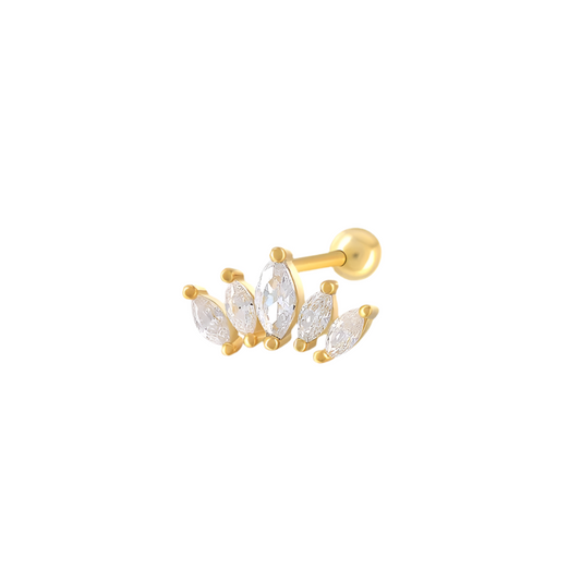 5 Stones Crown Helix / Conch Ear Piercing (Model 2)