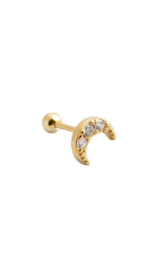 Stainless Steel Strass Crescent Moon Ear Piercing