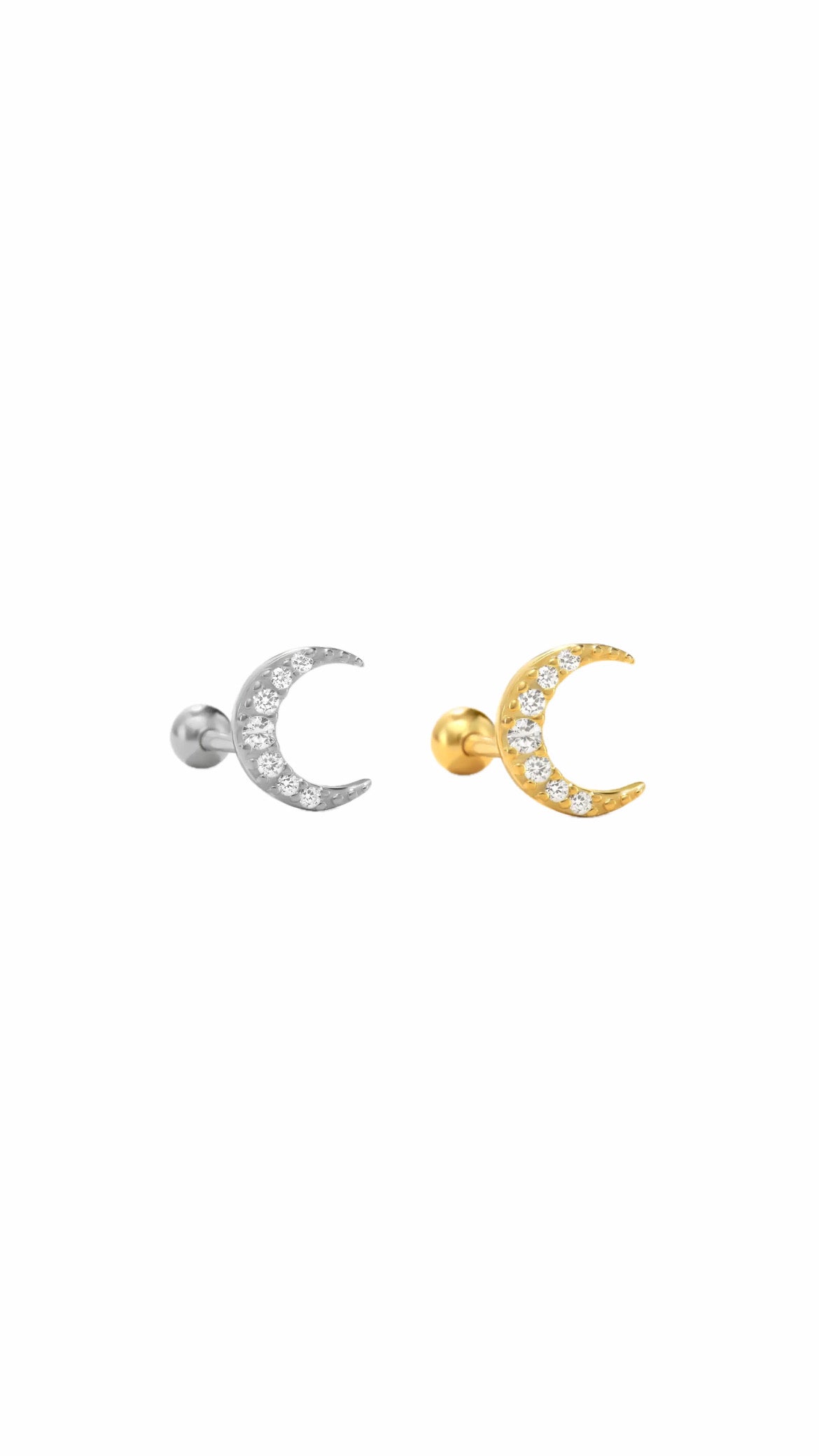 Single S925 Moon Stud Ear Piercing