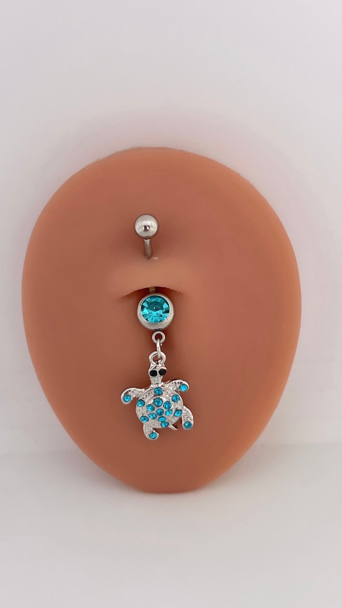 Rhinestone Turtle Charm Navel Belly Ring
