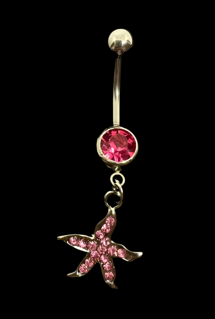 Rhinestone Starfish Charm Navel Belly Ring