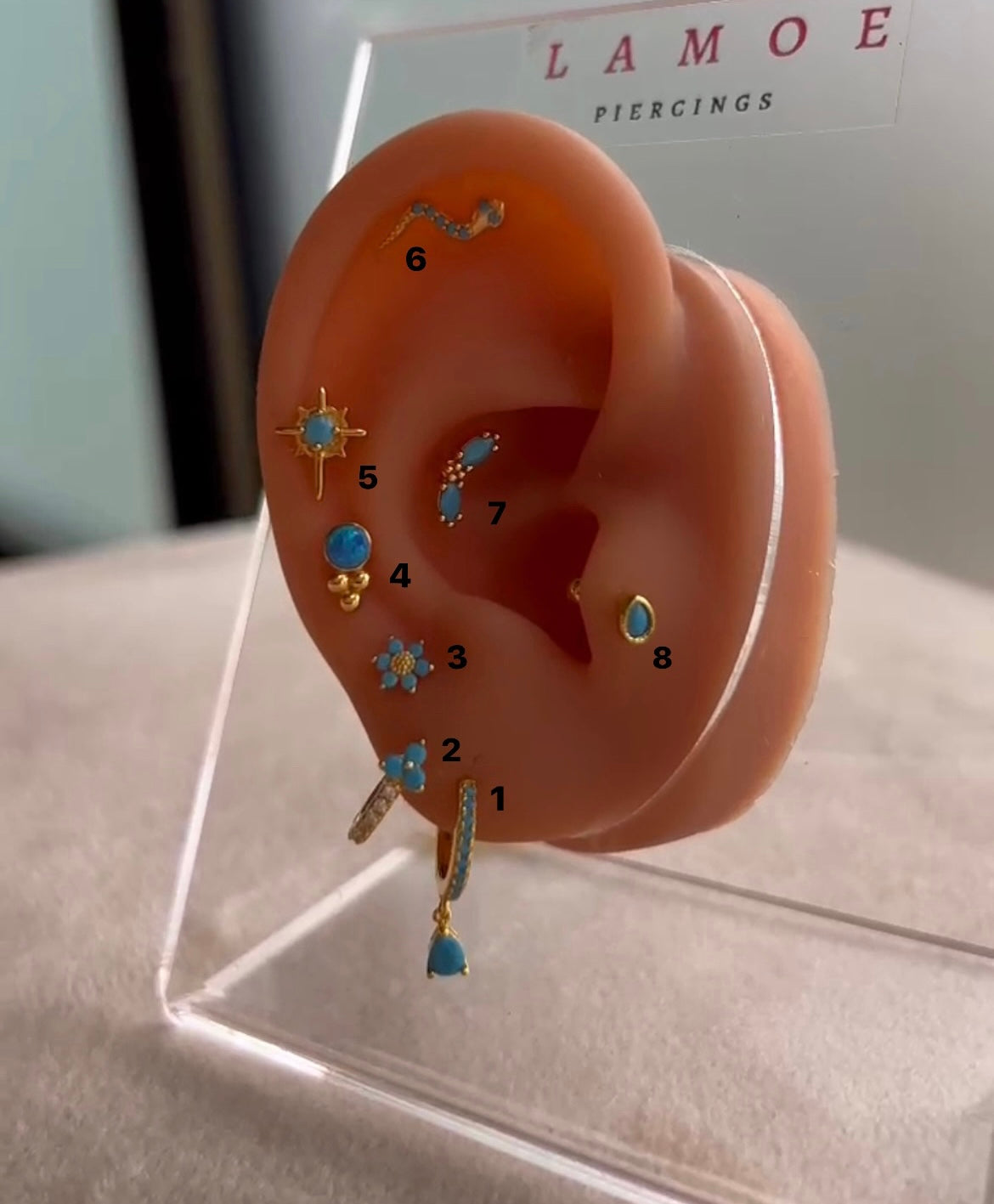 Single Blue Drop Stud Tragus Ear Piercing
