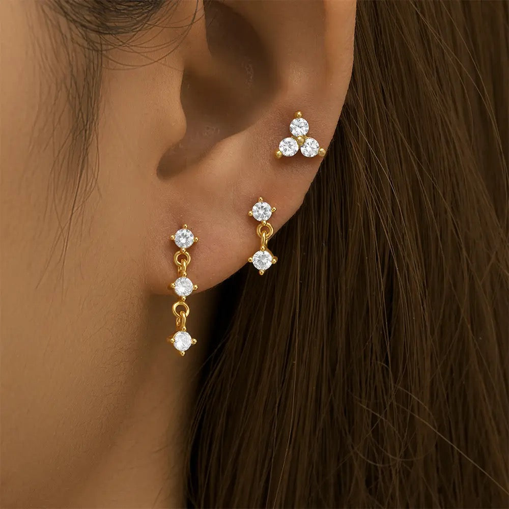 Stainless Steel Hanging Stone Lobe Ear Piercing
