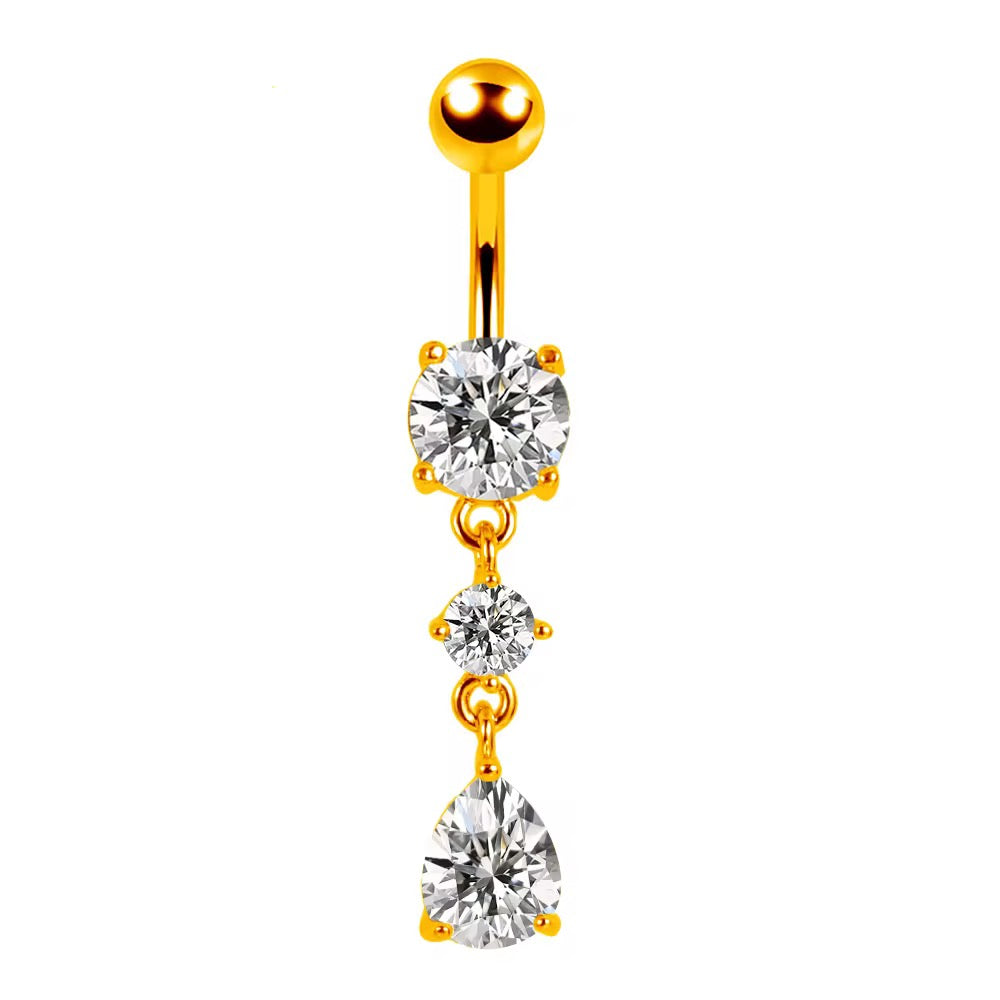Zircon Water-drop Decor Navel Belly Ring