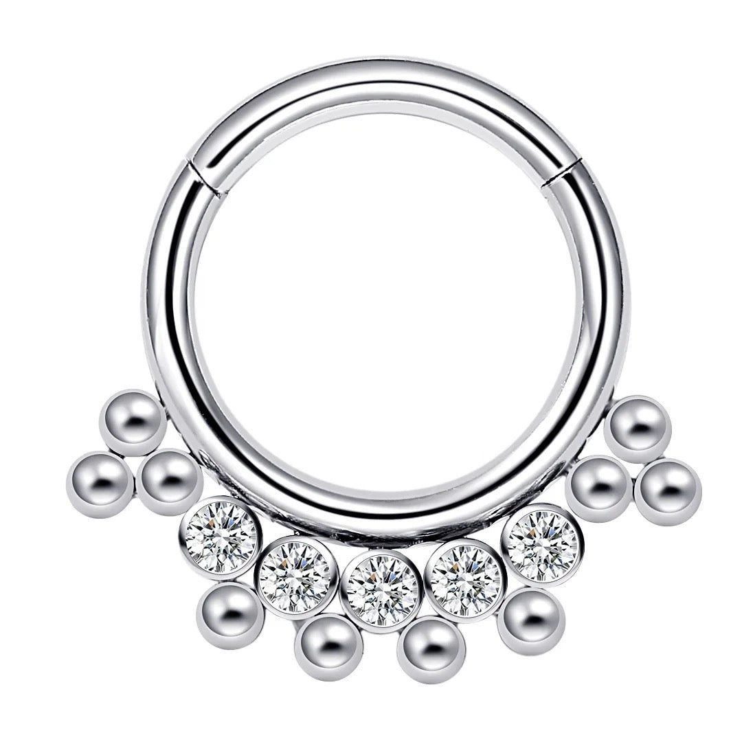 Silver 925 5 Stones Zircon Arc Septum & Daith Ear Piercing