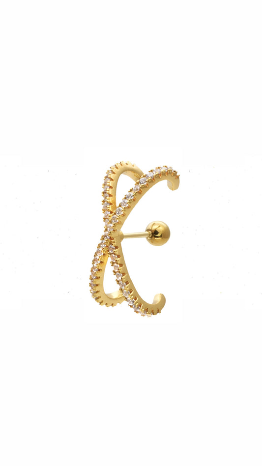 Stainless Steel X Shape Crossed Arcs Upper Lobe Ear Piercing