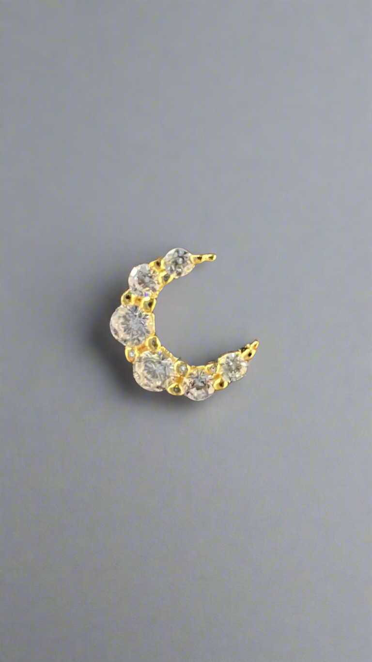 Single S925 Moon Zircon Stud Ear Piercing