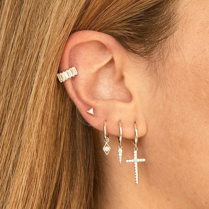 Single Triangle Stud Tragus Ear Piercing