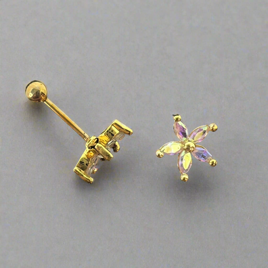 Stainless Steel Gold Flower Ear Piercing