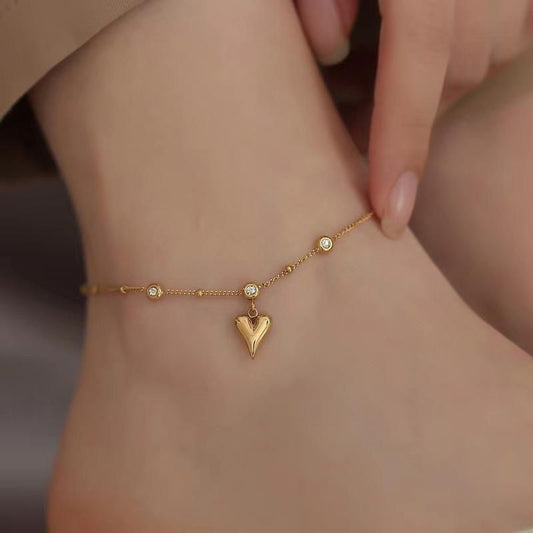 Heart With Stones Anklet