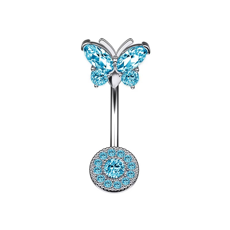 Rhinestone Butterfly Navel Belly Piercing