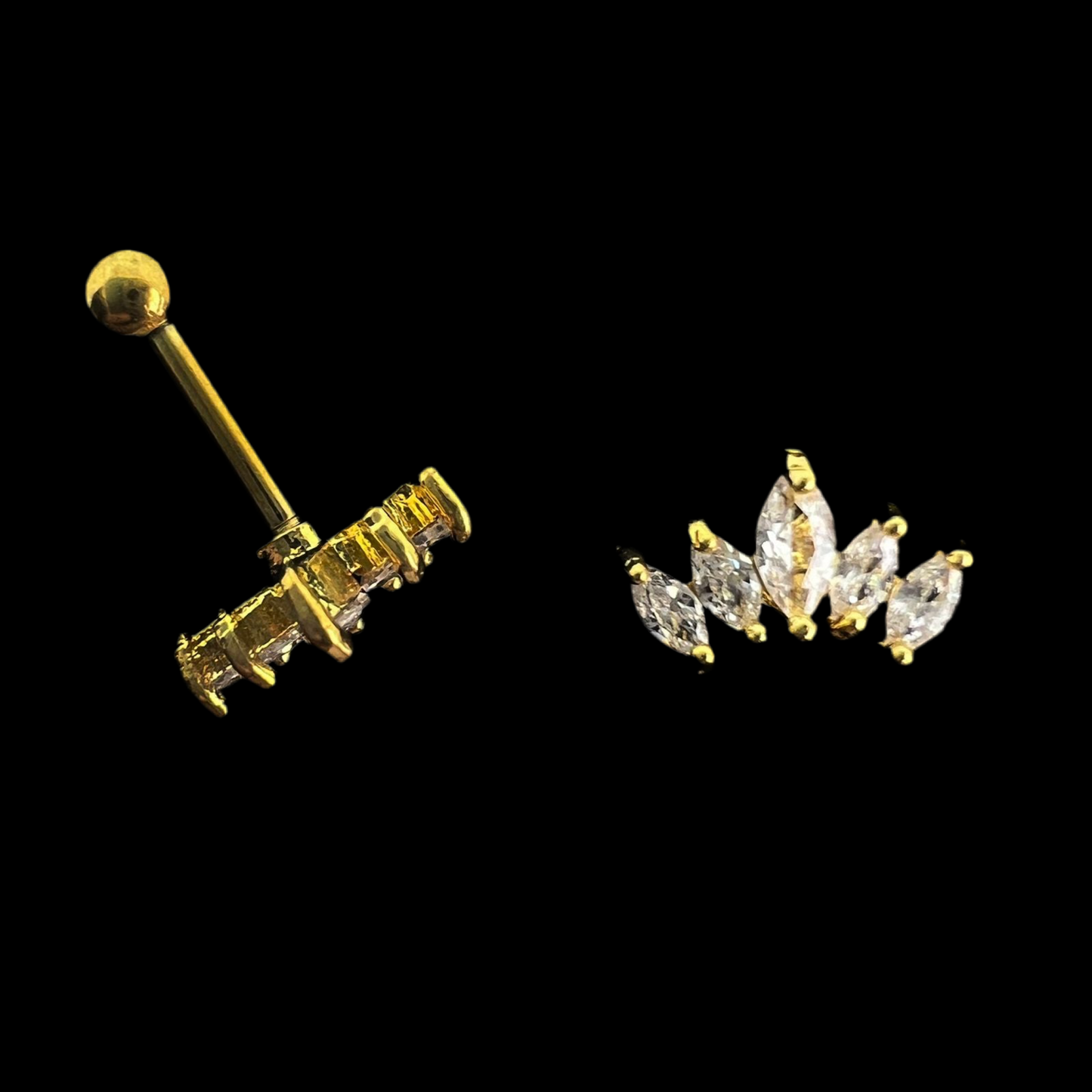 5 Stones Crown Helix / Conch Ear Piercing (Model 2)