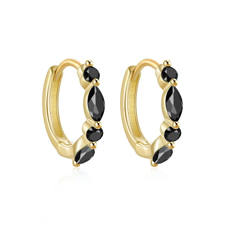 Silver 925 Strass Hoops Ear Piercing (PAIR)