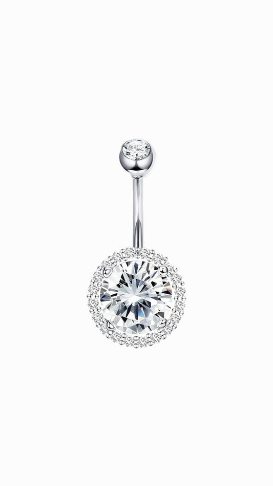 Round Two Layers Zircons Belly Ring