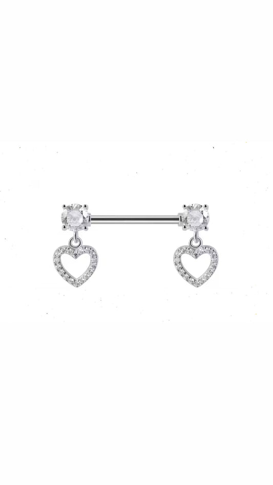 Dumble Hanging 2 Hearts Nipple Piercing