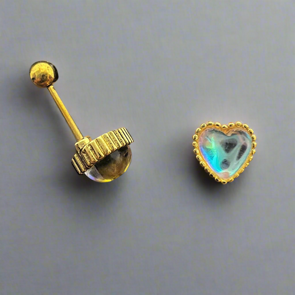 Stainless Steel Gold Heart Ear Piercing