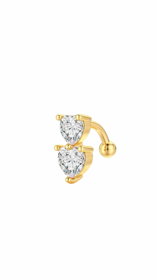 Silver 925 Double Heart Reverse Belly Ring