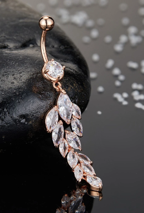 14G Dangling Cubic Zirconia Belly Piercing