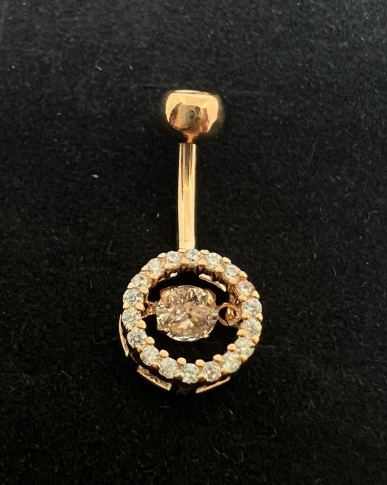 Silver 925 Rosegold Round Belly Ring