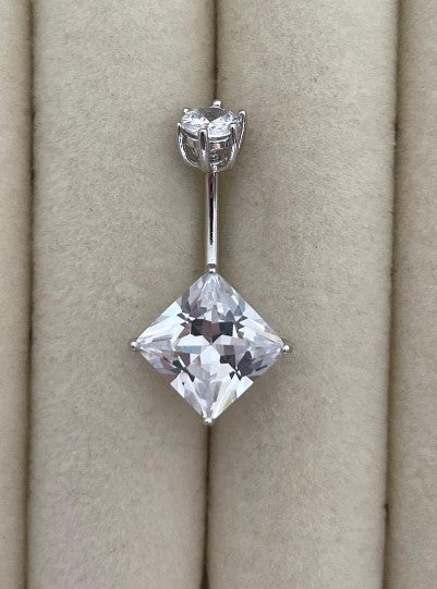 Silver 925 Inverted Square Belly Ring