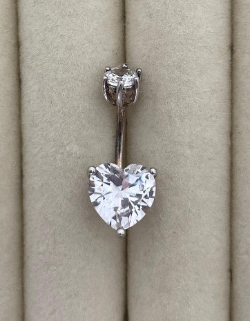 Silver 925 Heart Belly Ring