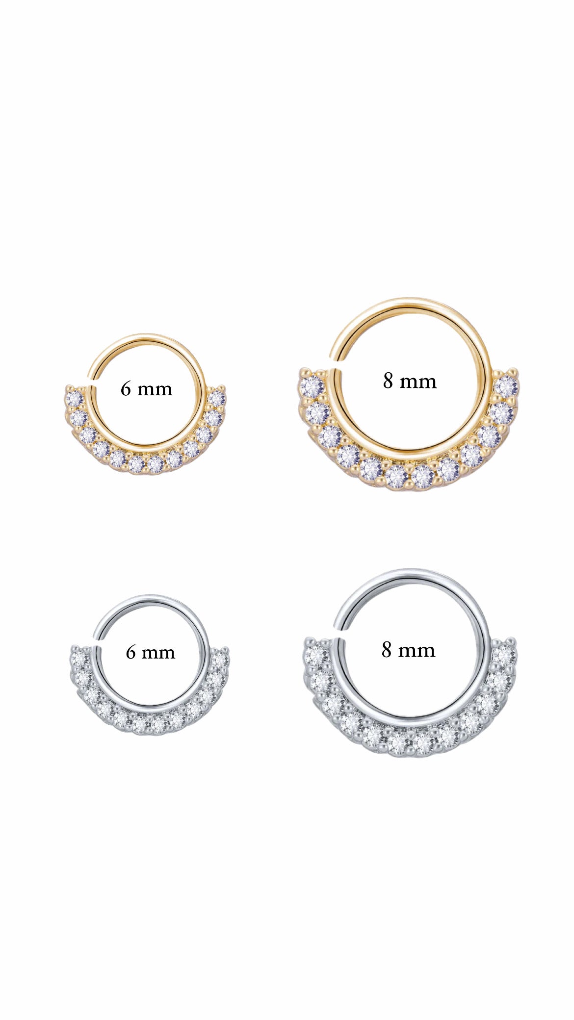 Silver 925 Zircon Arc Septum & Daith Ear Piercing