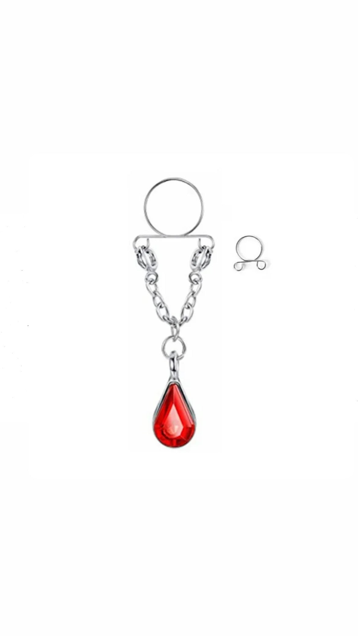 Hoop Hanging Red Tear Fake Nipple Piercing